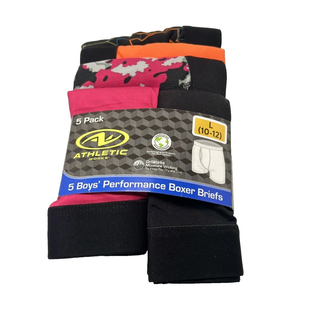 5 pack boys athletic works boxer briefs size large 10 12